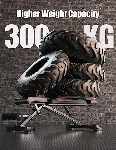 Foto von YOLEO 300kg klappbare Hantelbank Multifunktion mit Erweiterte Rücken und Kopf und Wirbelsäulenstütze, Training Fitness Bank Bauchtrainer Schrägbank mit 10-Fach Verstellbarer Rückenlehne (Schwarz)
