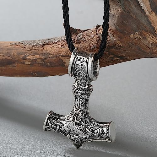 Collier marteau de Thor anti-irritation, pendentif Mjolnir celte et cuir confortable