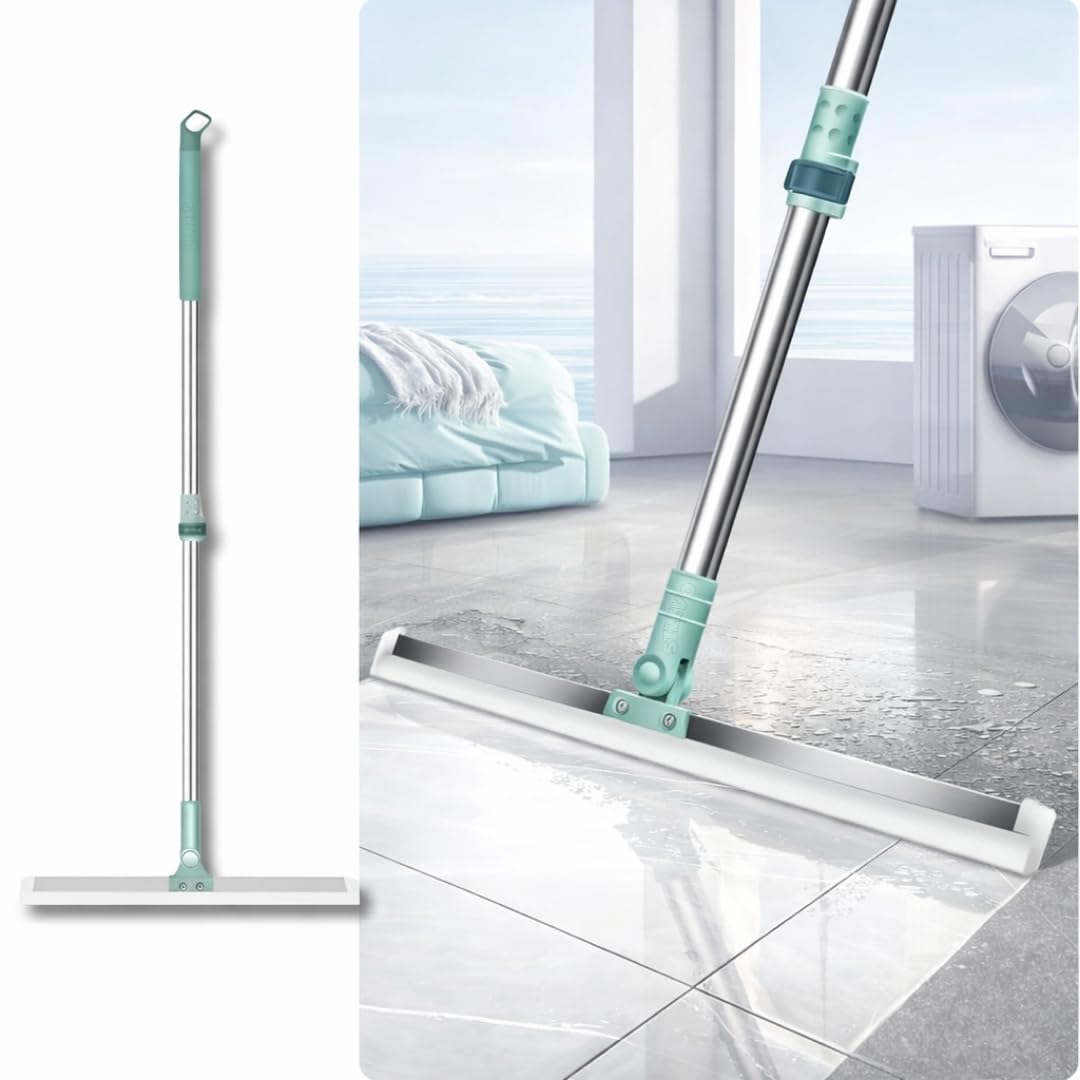 Heavy Duty Rotating Floor Squeegee with Long Handle - Bathroom & Floor Wiper with 180-Degree Swivel Head - Magic Broom Sweeper for Tiles, Glass, Shower, Indoor Cleaning & Home Cleaning (100 cm)-picture-24