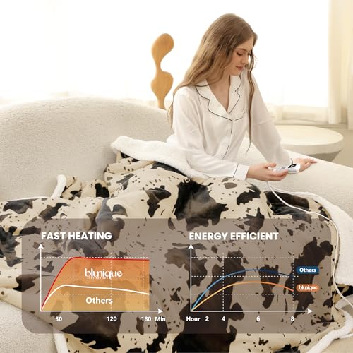 Image of Heated Blanket Full Blanket - Fast Heating Electric Blanket, Soft Flannel Heated Throw with 4 Time Settings,10 Heating Settings, Warm Gifts for Women & Mom & Grandma
