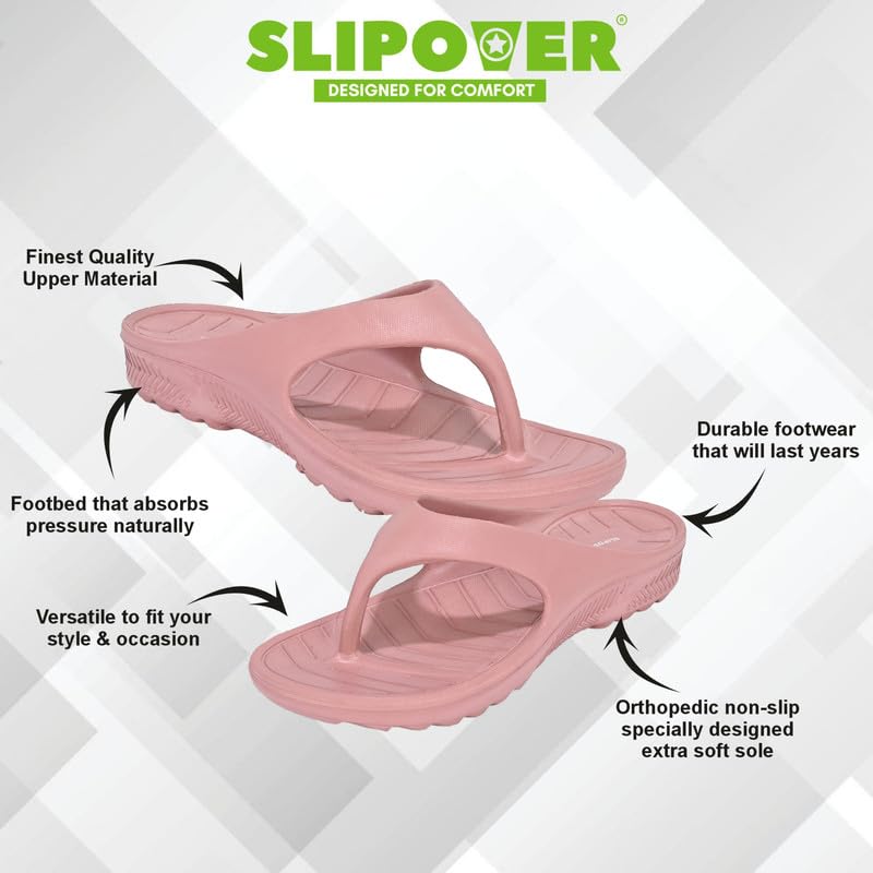 Image of SLIPOVER Flip Flop (W Boost) Slippers for Women Stylish|Comfortable|Soft|Lightweight|Anti-Skid|Arch Support|Lab Tested|Casual|EVA Slippers|Sandals|Chappals, Ideal for: Womens|Girls