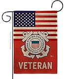 US-Küstenwache, Veteranen, Sackleinen-Gartenflagge – Streitkräfte USCG Semper Paratus United State American Military Retire Official – Hausbanner kleines Hof-Geschenk, doppelseitig, hergestellt in den
