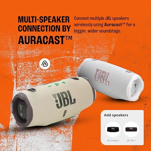 Image of JBL Charge 6, Powerful Pro Sound with AI Sound Boost Wireless Portable Bluetooth Speaker,28 Hrs Playtime, Auracast Multi-Speaker Connection, Built in Power Bank, IP68 Waterproof & dustproof, Sand