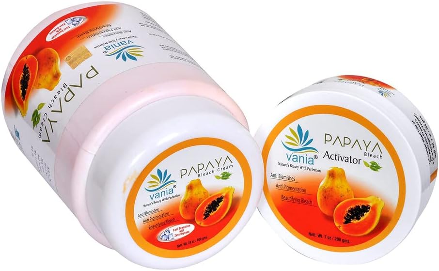 Papaya Bleach Cream 1Kg-D-Tan,Beautifying Bleach,For Men & Women, Cooling,With Fragrance,Zero Irritation Level,5 Full Body or 80 Face Bleaches.3-Year Shelf Life, Silicon,Paraben & Sulphate Free.