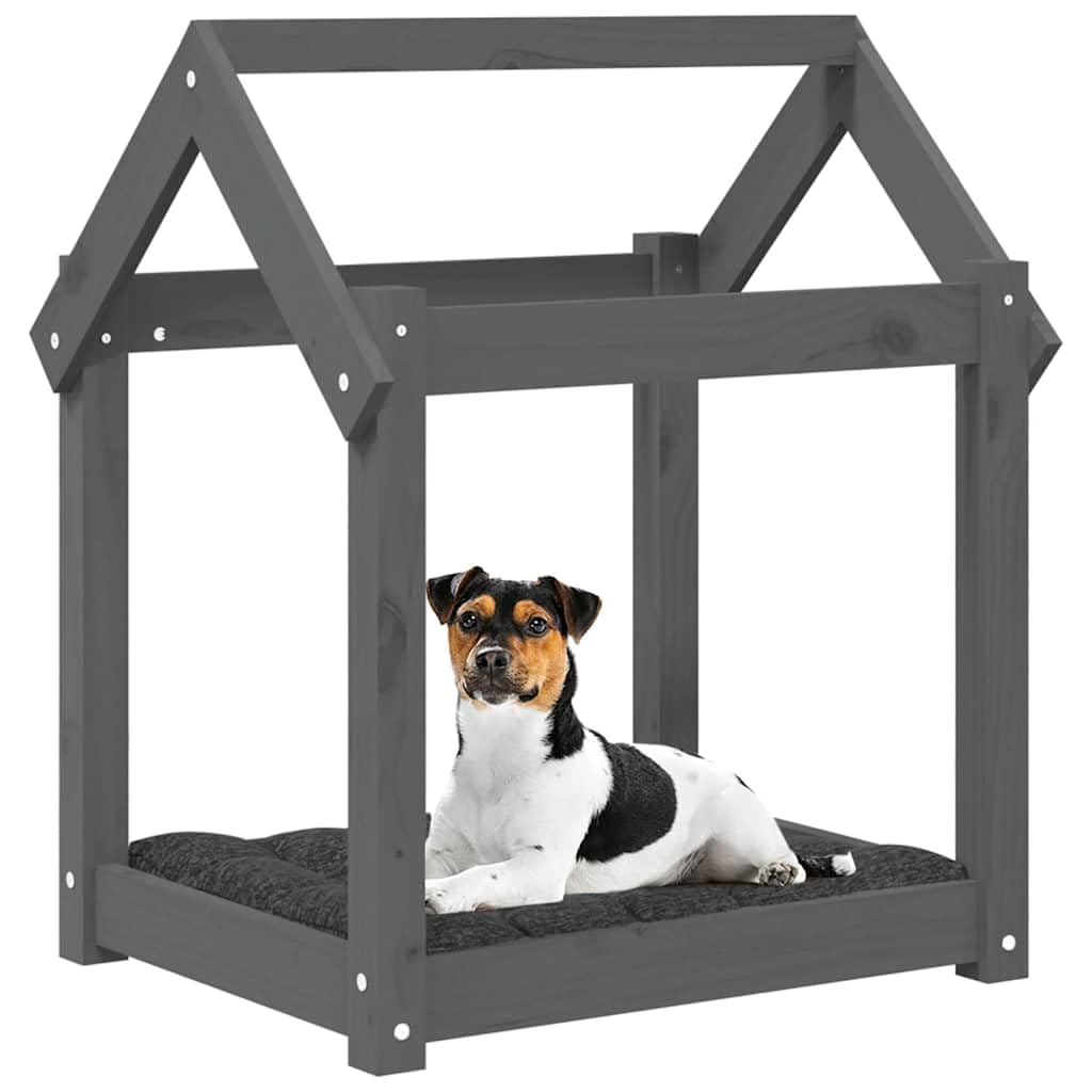 Hundebett Holz 61x50x70cmKiefer Massiv Grau