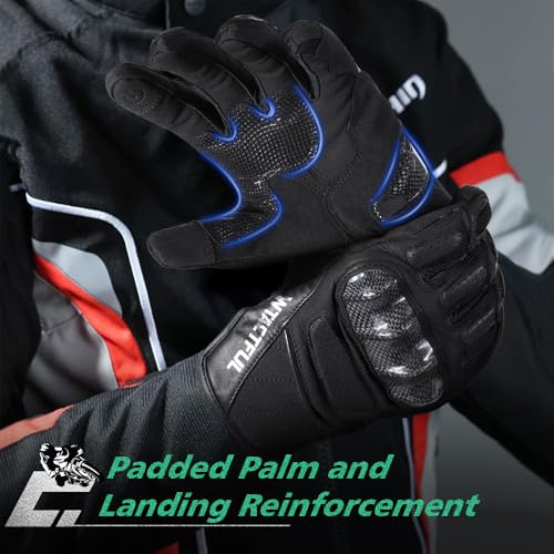 Image of WTACTFUL Goatskin Carbon Motorcycle Gloves, Touchscreen Men Women