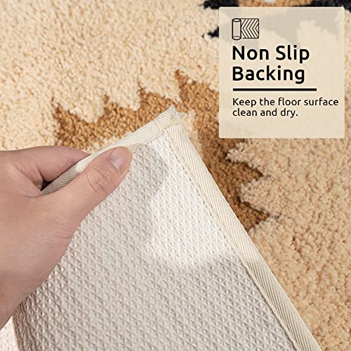 Dexde Boho Bathroom Rug Runner 24X60 Long Bath Mat For Bathroom Bedroom Hallway Kitchen Shower Luxury Soft Absorbent Large Geometric Carpet Runner Western Farmhouse Neutral Home Decor, Cream Beige #TOP6