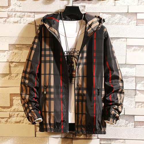 Plaid Hoodie Jacket Men Full Zip Lightweight Hoodies Fashion Fall Jacket Long Sleeve Casual Jacket Winter Coat2