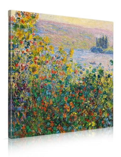 DECORARTS Claude Monet Canvas Wall Art, Flower Beds at Vetheuil, 24x24