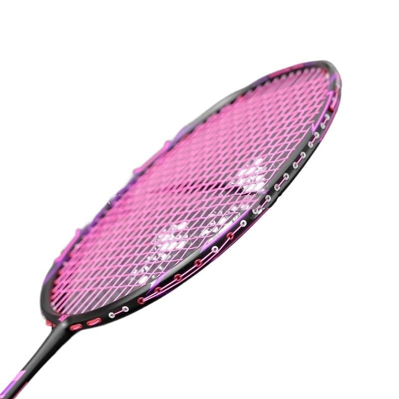 Badminton Set Racchette da Badminton Professionali in Fibra di Carbonio, Corde, Racchetta Ultraleggera con Borse, Sport velocità for Adulti(Pink)