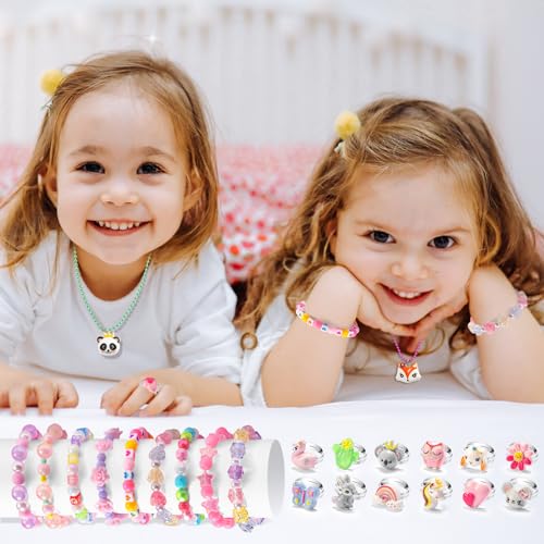 Toddler Girls Jewelry Age 2-4 3-5, Kids Play Jewelry Set for Little Girl 3 Year Old, Dress Up Necklaces Rings Bracelets Costume Jewelry Toddlers Children Jewels 4-6 6-8 4 5 6 7 Years Girl Accessories