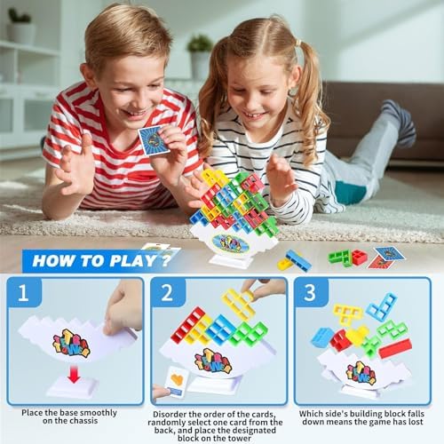 Tetra Tower Balance Stacking Blocks Game, Board Games for Kids & Adults, 2 Players Balance Game Team Building Blocks Toy, Boys Girls Gifts, Perfect for Family, Parties, Travel (48pcs(with Box)) 2 511mPf63sbL. AC
