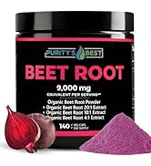 Purity's Best Beet Root Powder 9,000 mg, 140 Veggie Pills, Beet Root Capsules | Supports Blood Ci...