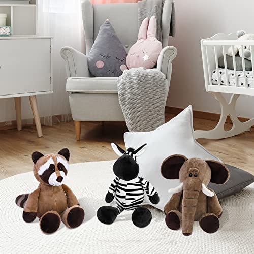 Elcoho 8 Pieces Safari Stuffed Animals Plush Jungle Animal Toys 9.8 Inch Zoo Stuffed Animals Set Cute Plush Toys For Animal Themed Parties Teacher Student Award #TOP5