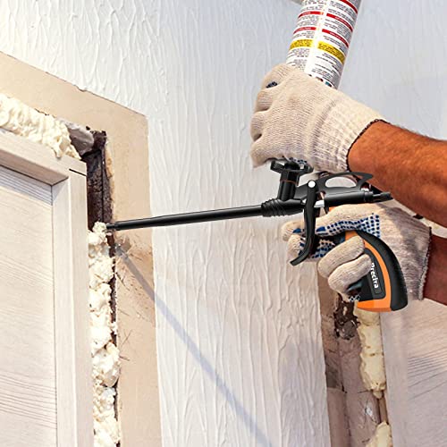 Schaumpistole, Preciva Bauschaumpistole Bauschaum Pistole PU Schaumpistole Expanding Foam Gun Dosierpistole aus Metall (orange)