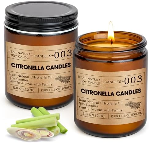 Lot 16 Bougies Citronnelle Extérieur – Cire Soja Naturelle 60g – Anti-Moustiques Jardin
