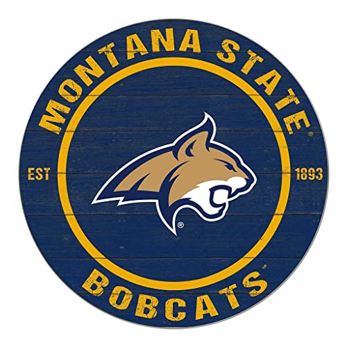KH Sports Fan Montana State Bobcats Colored Circle Sign, 20x20 Inches, Fighting Bobcats Decor for Dorm Room, Bedroom, Fan Cave, Living Room; Display Your Team Spirit with This Unique Montana State Fighting Bobcats Wall Art