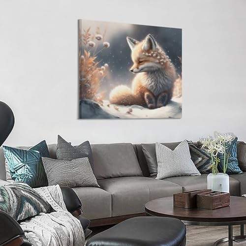 Toile Renard Rouge HAYZE 40x40 cm | Solution Déco Murale Salon Vide - 3