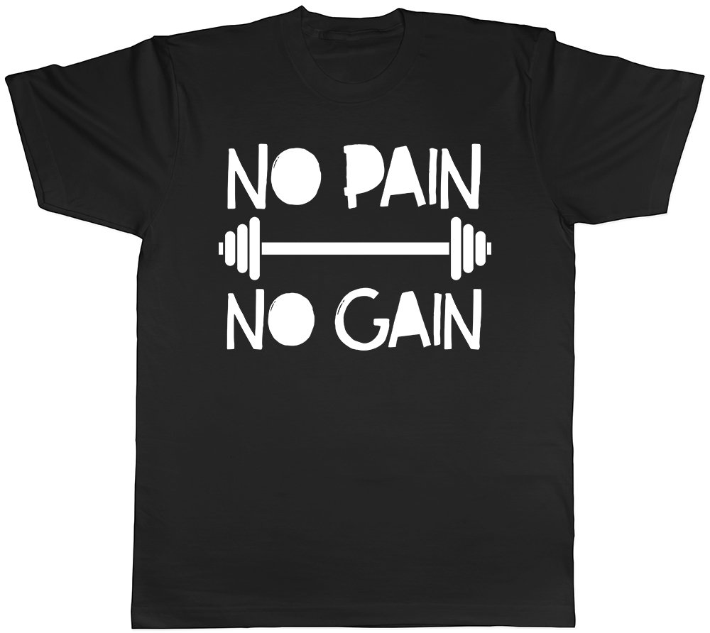Shopagift No Pain No Gain Gym Weight Lifting Training Funny Mens Short Sleeve T-Shirt Black