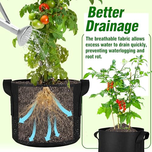 20 Gallon Nonwoven Grow Bags 12-Pack with Handles and Plant Labels - for Gardeners