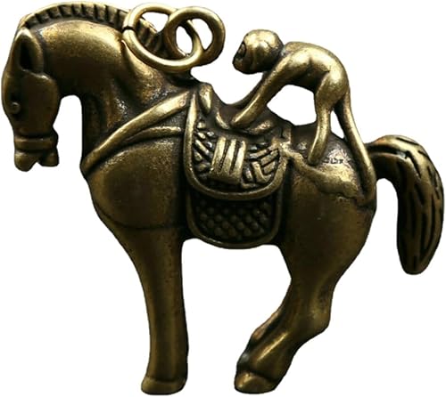 GEEYOU Estatua china pequeña de bronce del zodiaco del zodiaco animal caballo mono riqueza estatua colgante riqueza suerte figura coleccionable