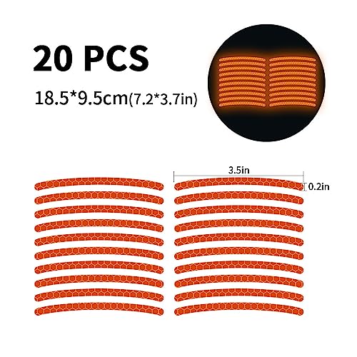 Image of 20PCS Car Wheel Hub Strong Reflective Stickers for Cars Night Safety Warning Reflective Stripe Decal Auto Motorcycle Wheels Rim Cycling Bicycle Truck Car Stickers (Orange)