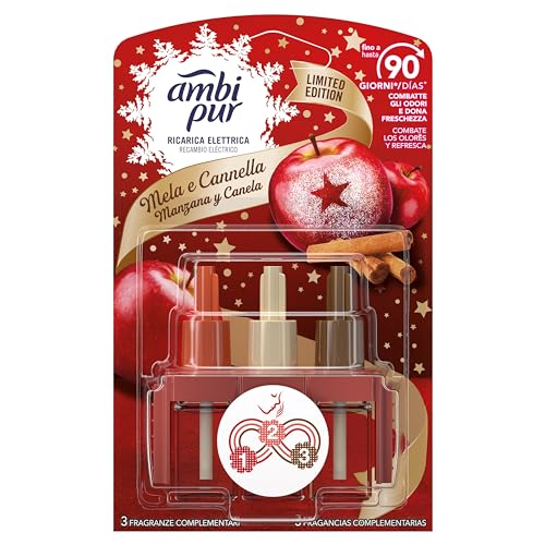 Ambipur 3Volution Manzana Recambio De Ambientador Eléctrico 20 ml, 3 Aromas Que Se Alternan Para Combatir Los Olores