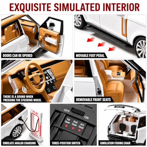 Image of Magicwand 1:24 Scale Die-Cast Rrange Rovver 2024【Large】 with 6 Openable Doors,Pull Back Action,Lights,Music【Ivory White】【Pack of 1】