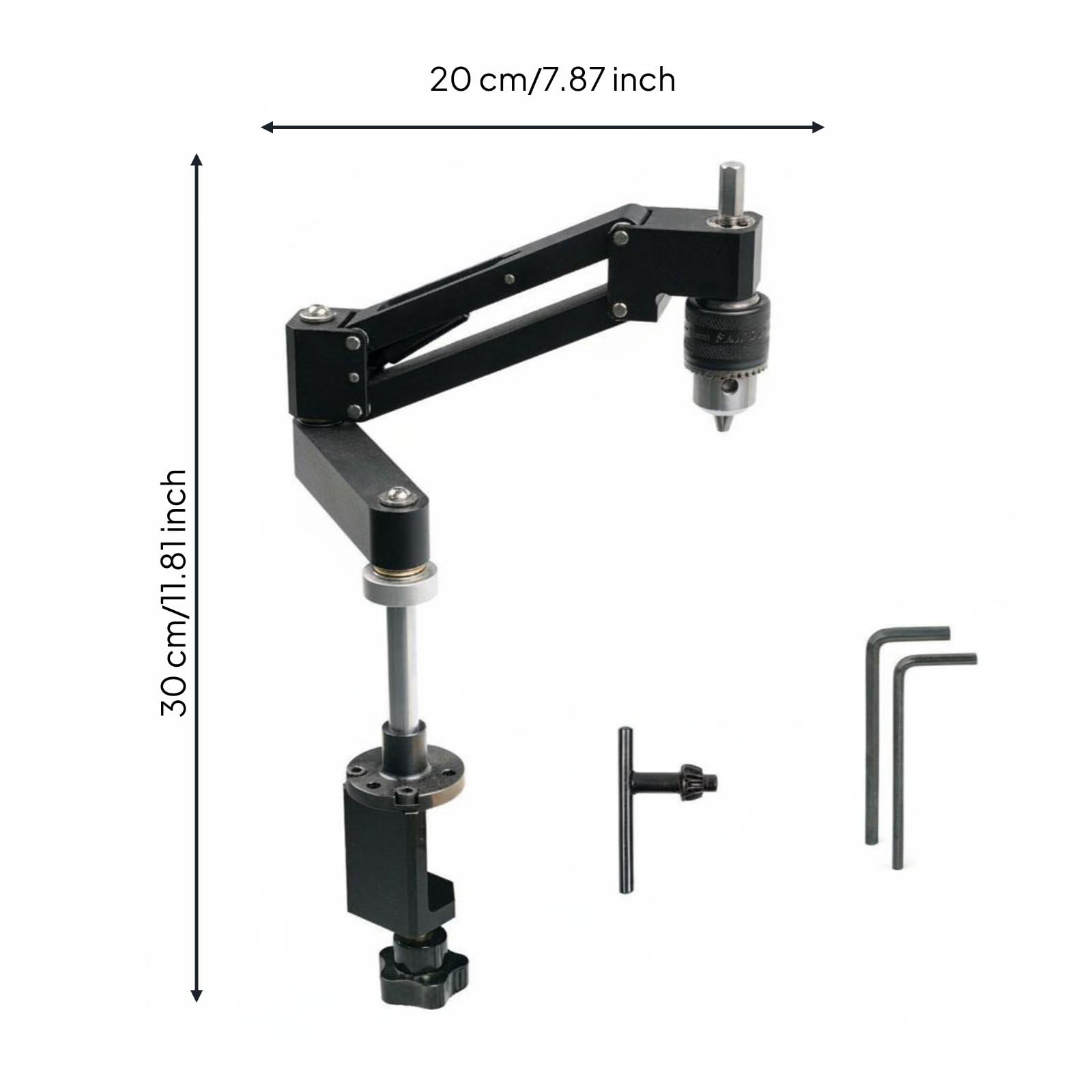 Harilla Braccio Maschiatore in Alluminio Supporto Maschiatrice Braccio a Braccio Oscillante Mandrino 15-10mm Struttura Solida in Lega CNC Adatto per Meccanica di Precisione Banco da Lavoro Laboratorio