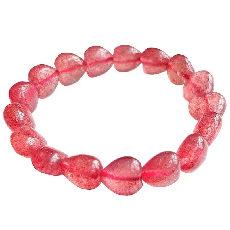 Quartz fraise naturel : bracelet en cristal de prestige fait main