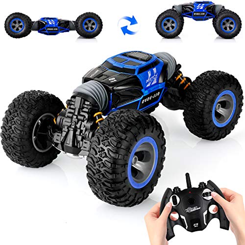 KingsDragon Remote Control Car,2.4 GHZ High Speed Stunt RC Racing Cars RC Rock Crawler w/ Rechargeable Batteries,Indoor Outdoor Motors Vehicles Buggy Hobby Car Toy Gifts for Boys Girls-Blue