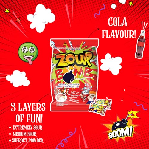 Image of Zour Bomb Cola-Pack Of 3, Sour Candy In Cola Flavor Combo Pack, Product Of Thailand|Share With Friends & Family,110 Grams