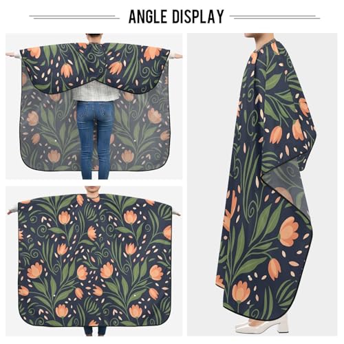 Capa para cortar cabello impermeable con flores durazno, profesional para barbería y salón, con cierre ajustable de broches para estilismo y peluquería miniatura 5
