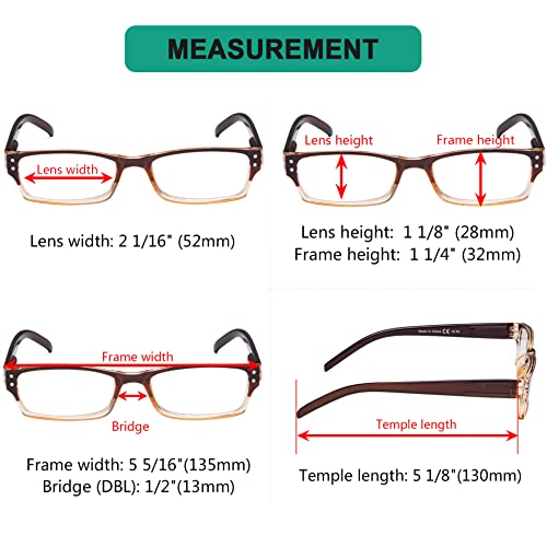 Image of Eyekepper Reading Glasses Women 3.00, Readers for Men, 4 Pack Brown