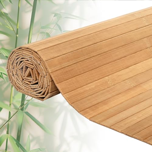 RDUIGT 48 W x 96 L Bamboo Wall Panel for Interior Wall Decor Wood Panels for Wall Pole Wrap Wood Roll for Living Room, Bedroom, Kitchen (Carbonized)