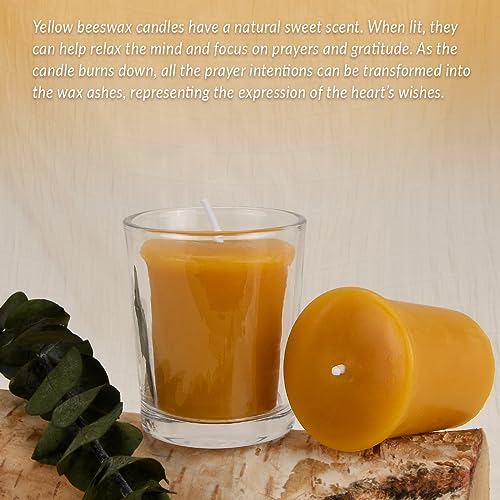 AGLARY 6PCS Pure Beeswax Votive Candles in Glass Cup, Unscented, Naturally Lightly Honey Scented, 12 Hours Burn Time Each (Raw) - Thumbnail 7