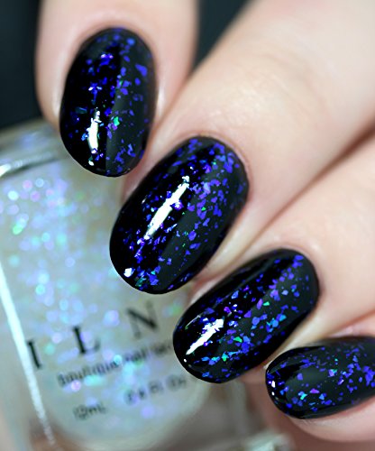 Image of ILNP Spaced Out - Deep Blue, Purple Color Shifting Iridescent Flakie Topper Nail Polish