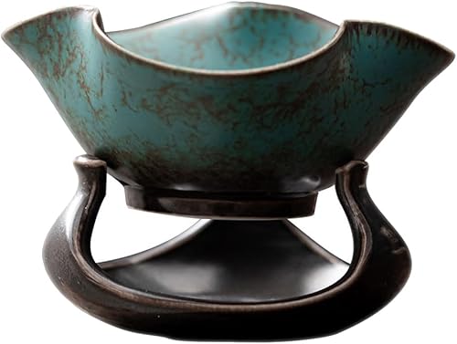 Infusor de té de cerámica, filtro de té de porcelana de hojas sueltas, filtro de té Kungfu con soporte, filtro de café, infusor de té vintage para