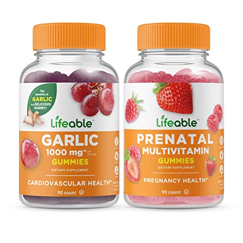 Lifeable Garlic 1000Mg + Women's Prenatal Multivitamin, Gummies Bundle - Great Tasting, Vitamin Supplement, Gluten Free, Gmo Free, Chewable Gummy #TOP16