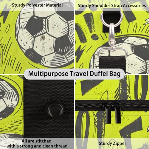 Soccer Ball Fans Travel Duffel bag for Men Women Weekender Overnight Bag Gym Bag Carry On Luggage Bags for Yoga Workout Sports3