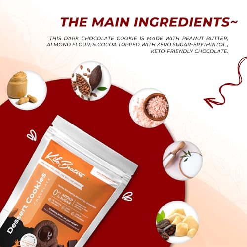 Image of Kilobeaters Chocolate Dessert Cookies 400G (Pack Of 1) | 7G Protein Per Serve | Ready To Eat Tea Time Snack | No Maida & 0% Added Sugar | Keto Friendly Biscuit | Healthy Snacks For Adults & Kids