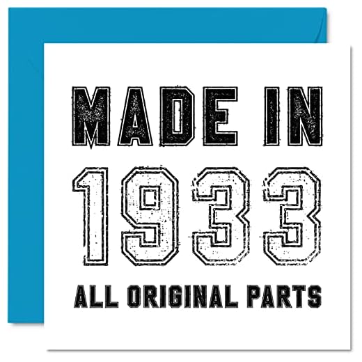 Tarjeta cumpleaños 89 hombres, mujeres, Él Ella, fabricada en 1933, todas las piezas originales, divertida tarjeta cumpleaños 89 99 gran abuelo Nan abuela, tarjetas felicitación humor 145 mm x 145 mm