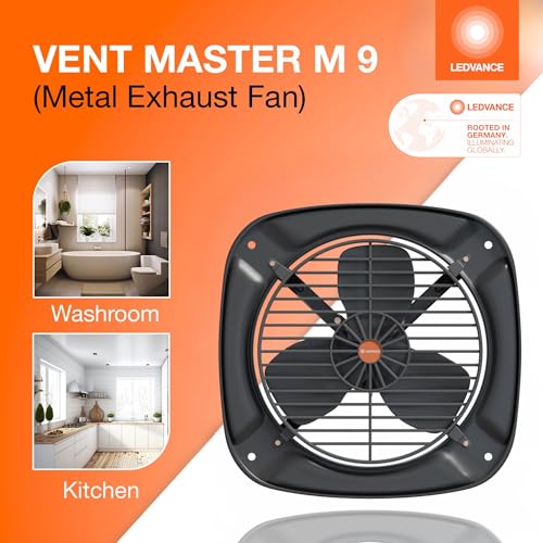 Image of LEDVANCE Metal Exhaust Fan 225mm (9 Inch) 100% Copper Motor| for Kitchen Bathroom & Washroom| High Speed Air Suction| Rust Proof Metal Body & Blades| Low Power Consumption| 2 Year Warranty