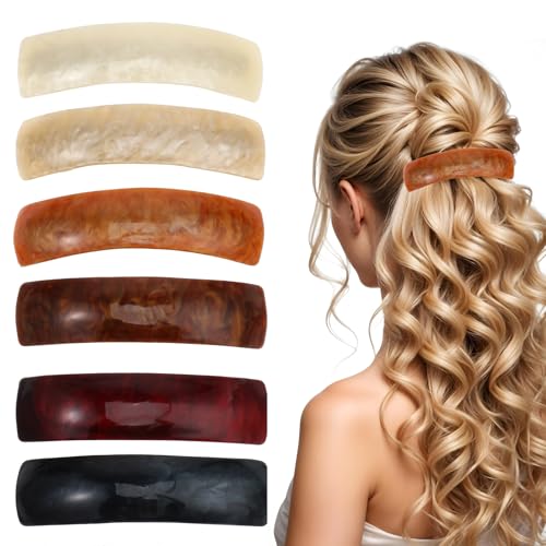 Molain 6 presilhas de cabelo para mulheres, acessórios de cabelo, grampo de cabelo francês grande, f