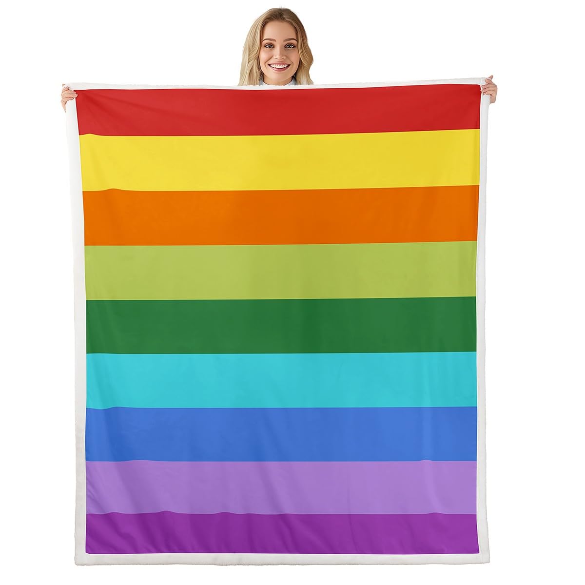 Erosebridal Rainbow Sherpa Blanket Colorful Stripes Plush Bed Blanket Tie Dye Iridescent Printed Throw Blanket For Kids Girls Boys Teens Ultra Soft