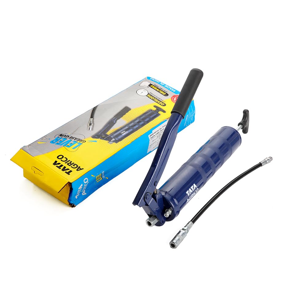 TATA Agrico Manual Grease Gun 500g (GGN005_NEW) | Aluminium Die Cast Head with Extensions | Precision Fit Plunger and Heavy Follower Spring | Lubrication for Workshop and Maintenance | Pack of 1