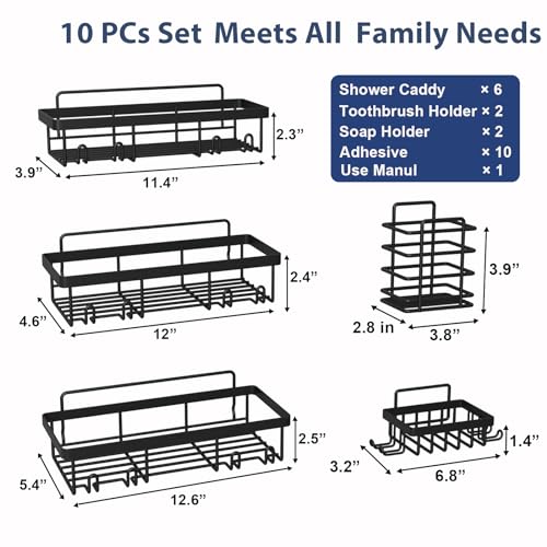 image for Liuoud 10 Pack Shower Caddy Organizer Rack Shelf for Inside Shower, Se