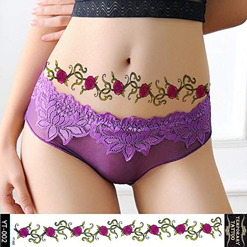 10Pcs Waterproof Lower Back Tattoo Stickers, Body Back Temporary Tattoos, Butterfly Flower Belly Stomach Tattoo Stickers For Women #TOP3