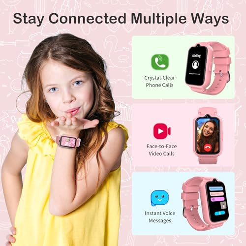 Image of 4G Kids Smart Watches Girls | GPS Watch for Kids with Video Call and Voice Chat Pedometer SOS Alarm Calculator Camera Waterproof HD Touch Screen Parental Controls, Digital Watch for Girls Age 5-12