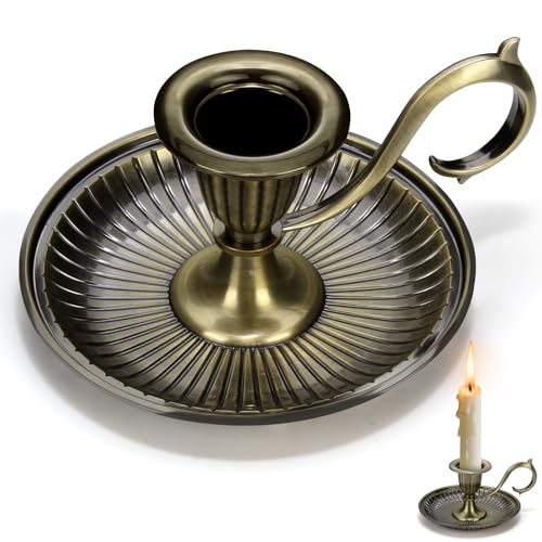 1pcs Vintage Candlestick Holders Brass Candle Stick Holders Decor with Handle for Centerpiece Party Wedding Table Home Decor Gift